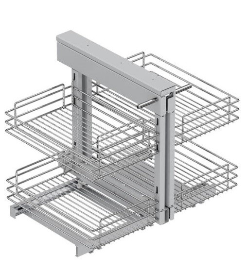 ΜΗΧΑΝΙΣΜΟΣ ΚΟΥΖΙΝΑΣ FINETTO MAGIC CORNER FULL EXTENSION ME ΦΡΕΝΟ ΓΙΑ ΠΟΡΤΑ 40-45CM ΧΡΩΜΙΟ