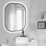 ΚΑΘΡΕΦΤΗΣ ΜΠΑΝΙΟΥ EBIR SHARON ΜΕ ΦΩΤΙΣΜΟ LED 600X700ΜΜ ΜΑΥΡΟΣ