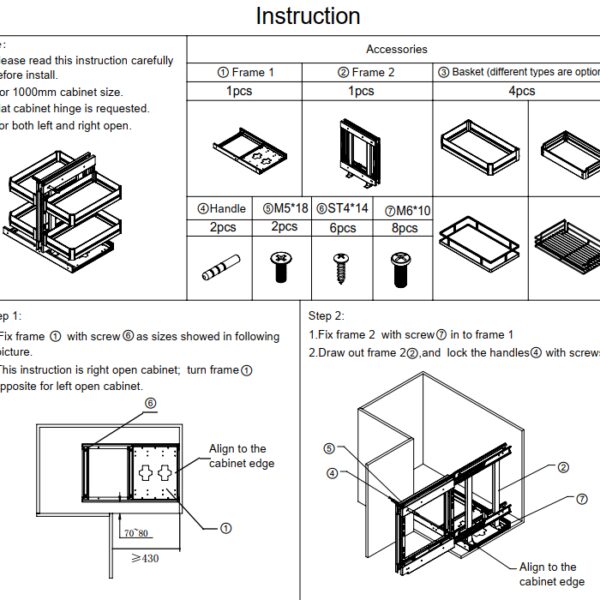 ΜΗΧΑΝΙΣΜΟΣ ΚΟΥΖΙΝΑΣ FINETTO MAGIC CORNER FULL EXTENSION ME ΦΡΕΝΟ ΓΙΑ ΠΟΡΤΑ 40-45CM ΑΝΘΡΑΚΙ