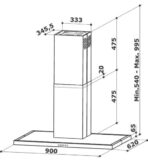 ΑΠΟΡΡΟΦΗΤΗΡΑΣ ΝΗΣΙΔΑ ISLAND AIRMAX PROFF LDI24 800m3/h 90CM ΙΝΟΧ