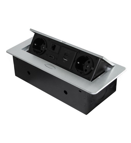 ΠΡΙΖΑ ΡΕΥΜΑΤΟΣ ΓΡΑΦΕΙΟΥ EMUCA ATOM 26 5039925 ME 2 ΣΟΥΚΟ, 1 USB, 1 HDMI, 1 USB-C & 1 RJ45 ΑΣΗΜΙ