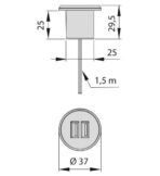 ΠΡΙΖΑ ΧΩΝΕΥΤΗ ΓΡΑΦΕΙΟΥ ΣΤΡΟΓΓΥΛΗ Φ-37ΜΜ ΜΕ 2 ΘΥΡΕΣ USB