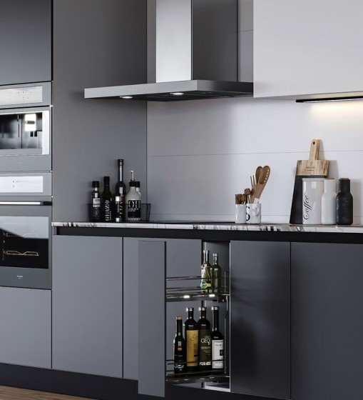 ΜΠΟΥΚΑΛΟΘΗΚΗ ΣΥΡΜΑΤΙΝΗ ΜΕ ΦΡΕΝΟ EMUCA 8381035 ΓΙΑ ΕΡΜΑΡΙΟ 15CM ΑΝΘΡΑΚΙ