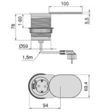ΠΡΙΖΑ ΠΑΓΚΟΥ ΜΕ ΚΑΠΑΚΙ EMUCA FLAT 60 5048965 Φ-60ΜΜ 1 ΣΟΥΚΟ & 1 USB-Α & 1 USB-C ΑΣΗΜΙ