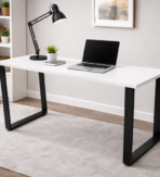 ΕΠΙΠΛΟ ΓΡΑΦΕΙΟΥ SQUARE FRAME ΜΕ ΞΥΛΙΝΗ ΕΠΙΦΑΝΕΙΑ & ΜΕΤΑΛΛΙΚΑ ΠΟΔΙΑ ΒΑΘΟΣ 60CM KAI ΦΑΡΔΟΣ ΜΕΧΡΙ 210CM - Image 4