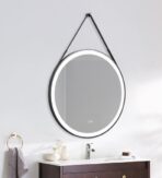 ΚΑΘΡΕΦΤΗΣ ΜΠΑΝΙΟΥ ΜΕ ΙΜΑΝΤΑ LED ΑΦΗΣ MIRRORLUX SELENE S-4676B ΣΤΡΟΓΓΥΛΟΣ Φ-600MM ΜΑΥΡΟΣ - Image 2