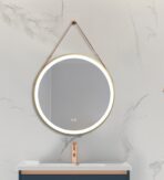 ΚΑΘΡΕΦΤΗΣ ΜΠΑΝΙΟΥ ΜΕ ΙΜΑΝΤΑ LED ΑΦΗΣ MIRRORLUX SELENE S-4676G ΣΤΡΟΓΓΥΛΟΣ Φ-800MM ΧΡΥΣΟΣ
